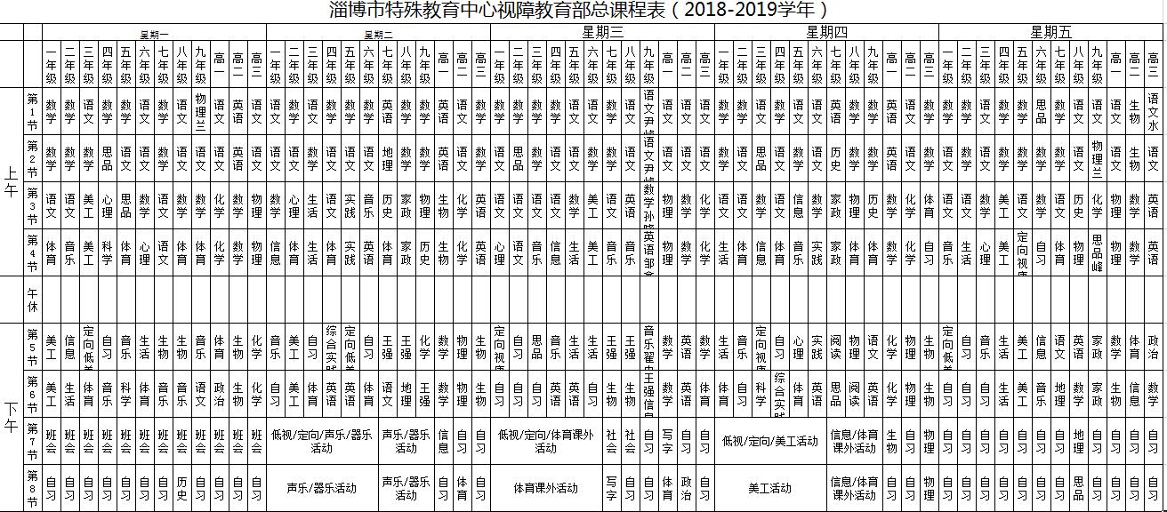 2018-2019第一學(xué)期課程表