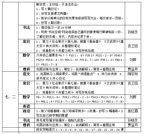 聽障教育部2018—2019學(xué)年度第一學(xué)期寒假作業(yè)布置情況統(tǒng)計表